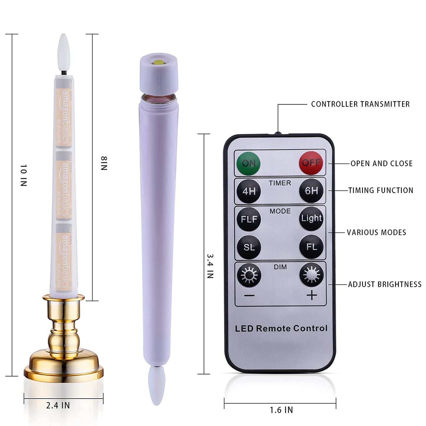 Juego de Velas LED 3D MIXALY Blancas con Temporizador y Candelabros Extraíbles
