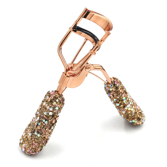 Bestbling Bling Maquillaje Rizador de Pestañas Con Almohadillas de Presión de Silicona de Recarga y Muelle Cargado para No Pellizcar O Tirar (Oro)