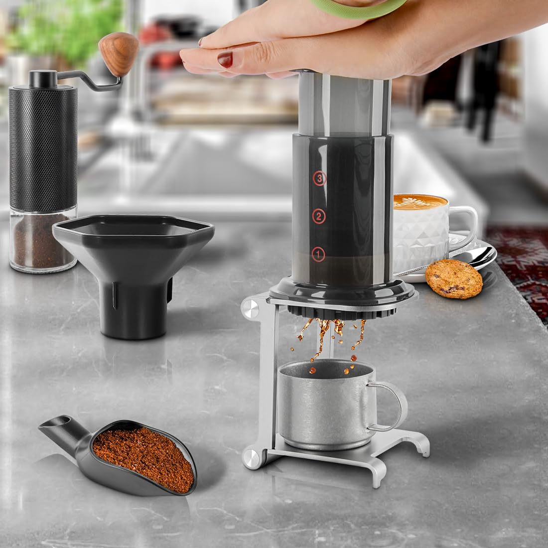 Soporte para Goteros de Café Portátil de Aluminio para Viajes y Camping