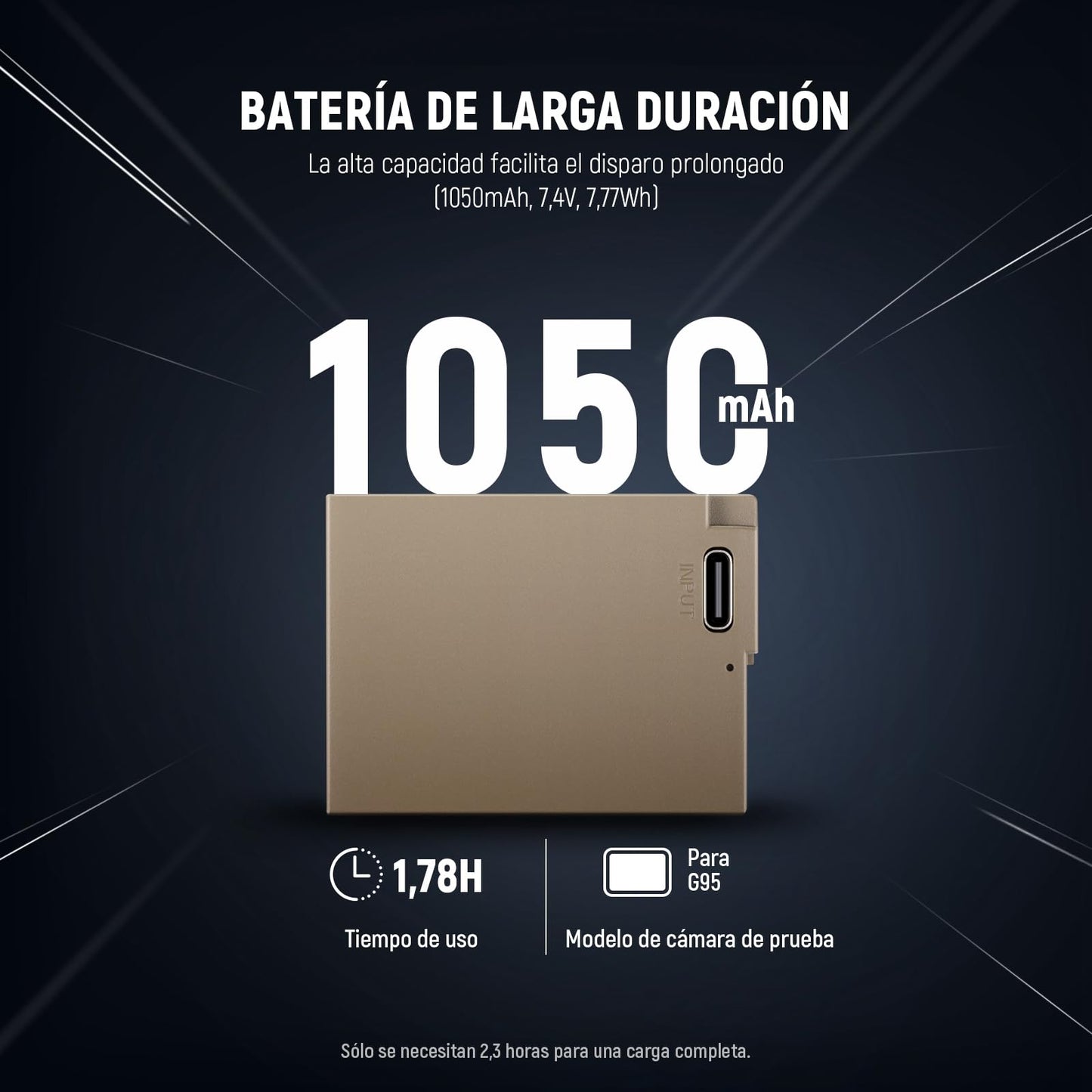 Batería Repuesto NEEWER 1100mAh Cámara Lumix con Cable Carga Rápida USB Tipo C