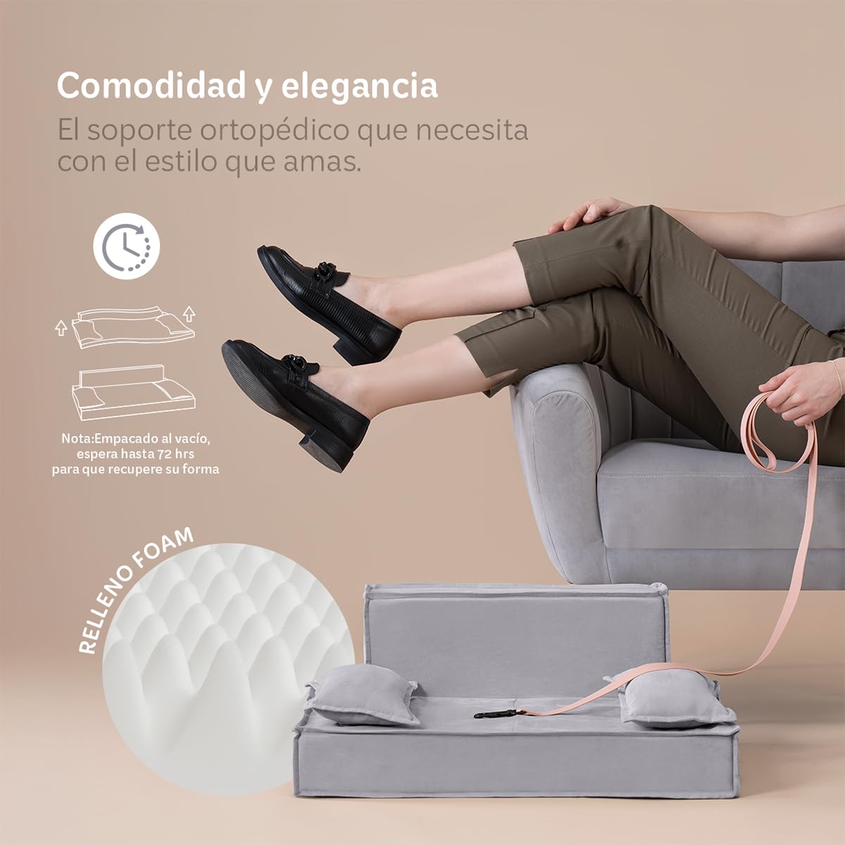 Sofá Cama Ortopédico ESQUIMAL Gris con Funda Lavable para Perros y Mascotas Tamaño Chico