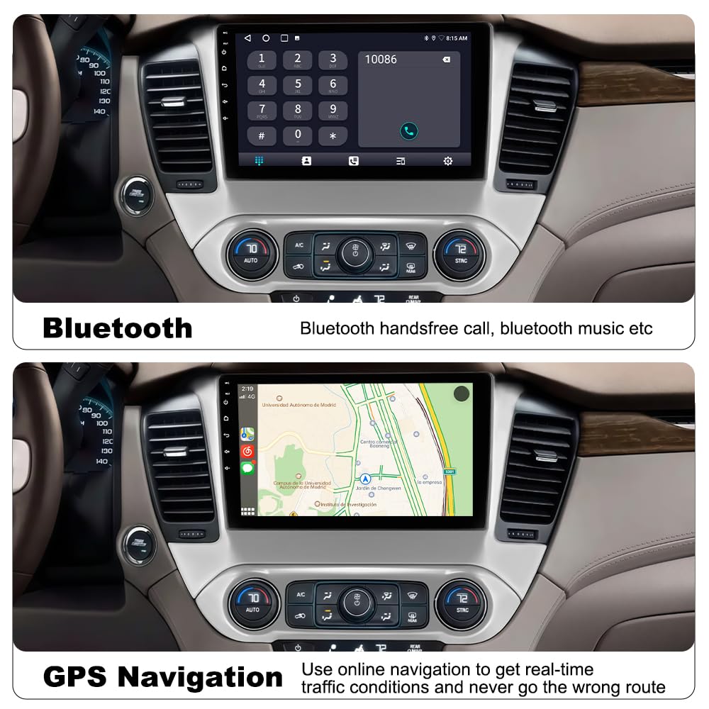 Solvitek - Radio de coche de 10.1 pulgadas para Chevy Suburban Tahoe Yukon 2015-2019
