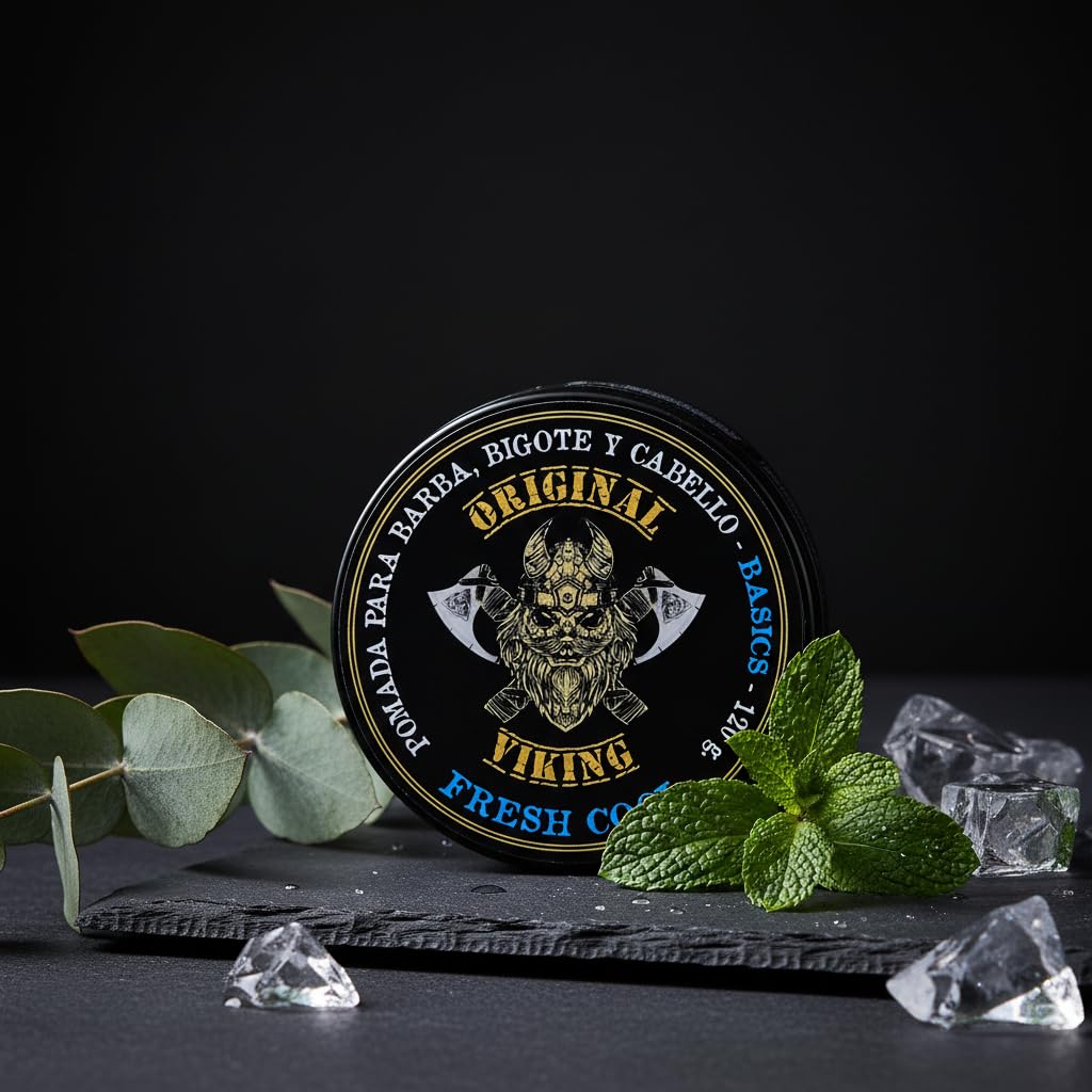 ORIGINAL VIKING Pomada Fresh Cool 2 Pack – Pomada para Cabello Hombre Fijación Media con Aroma Fresco a Menta | Modelado Preciso Larga Duración | Para Cabello y Barba | Vegano, Sin Parabenos, Base Agua | 2 x 120g (240g)