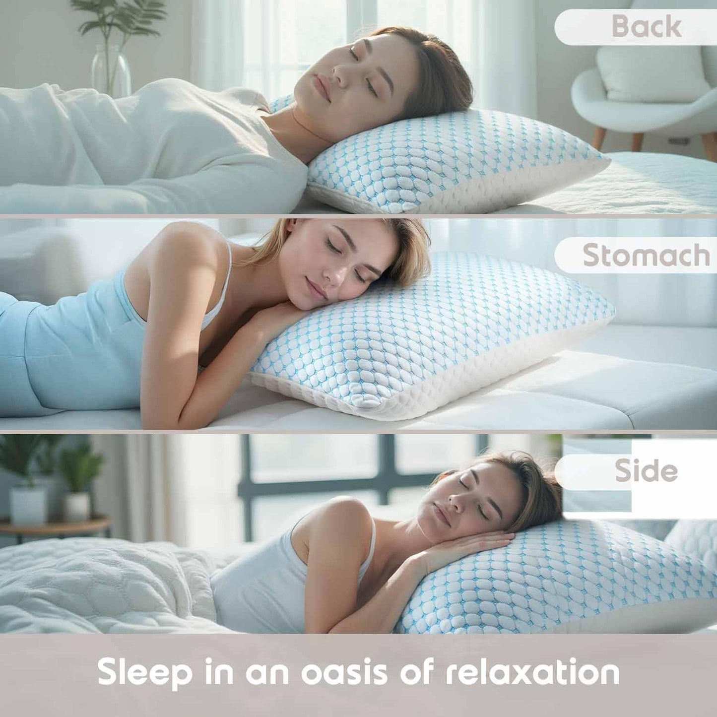 Almohada Nestl Bedding Beige con Reducción de Calor y Humedad en Espuma de Gel y Rayón Ajustable y Lavable