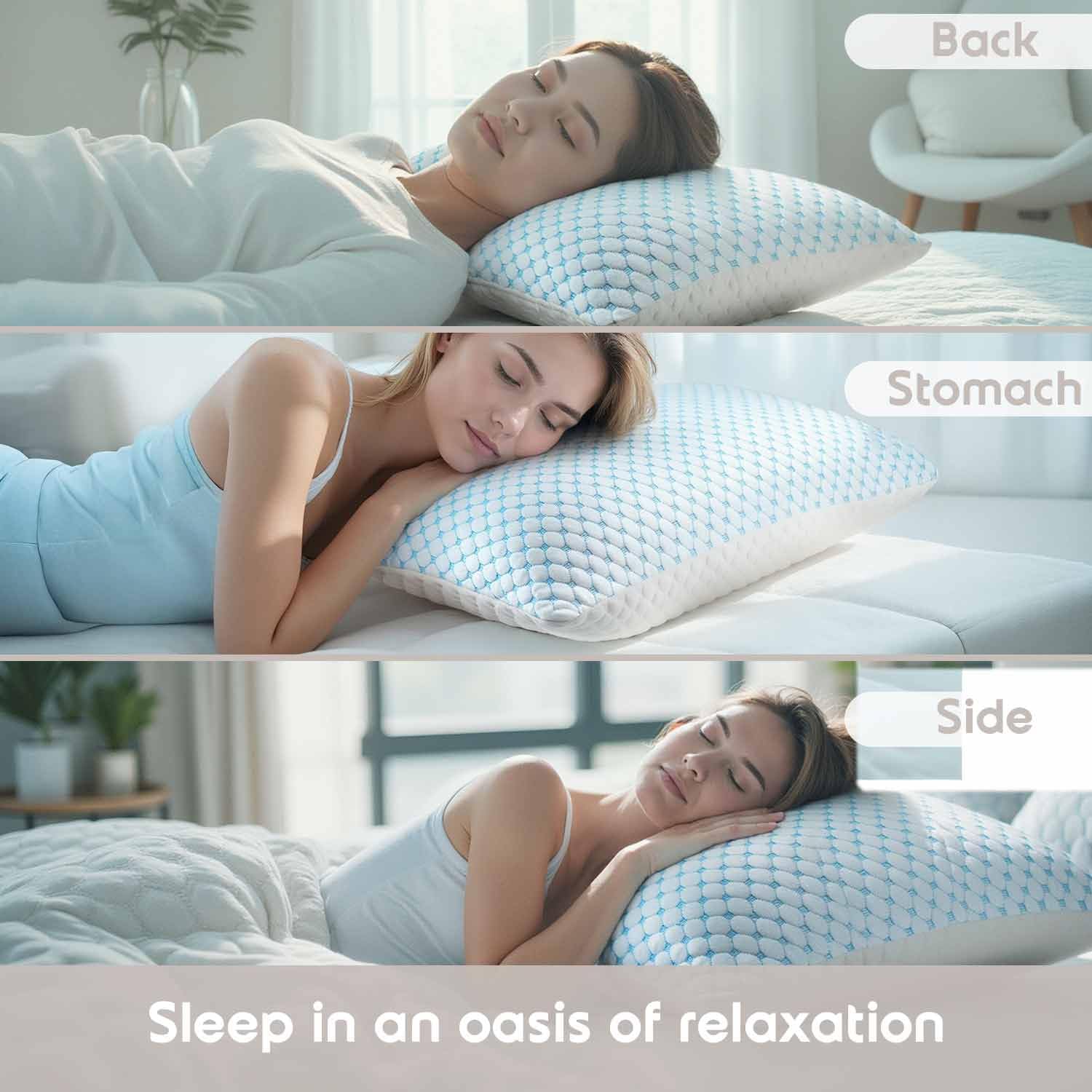 Almohada Nestl Bedding Rayon & Gel Memory Foam Ajustable y Lavable en King para Reducción de Calor y Humedad