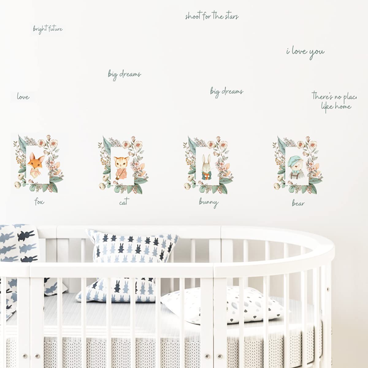 Feel Kozi - Calcomanías de pared extraíbles (60 piezas) - Pegatinas de animales para decoración de habitación de niños, decoración de pared de guardería, decoración de sala de juegos y decoración de