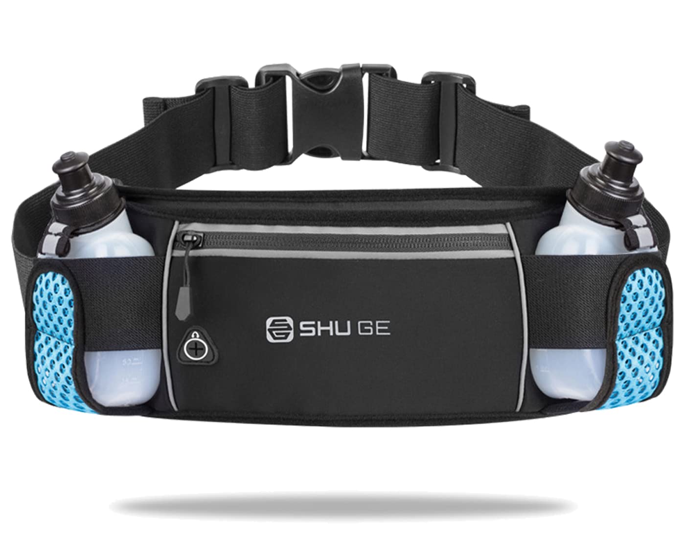 Cangurera Deportiva con Botellas de Agua Azul para Maratón y Correr
