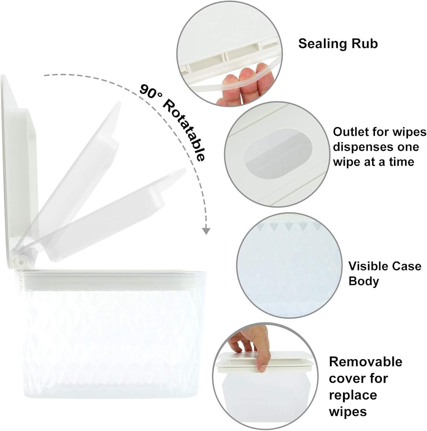 HSWT - Dispensador de toallitas con diseño de sello, antideslizante y a prueba de polvo, mantiene las toallitas frescas y limpias, estilo Classic, color Blanco, material Poliestireno (PS)