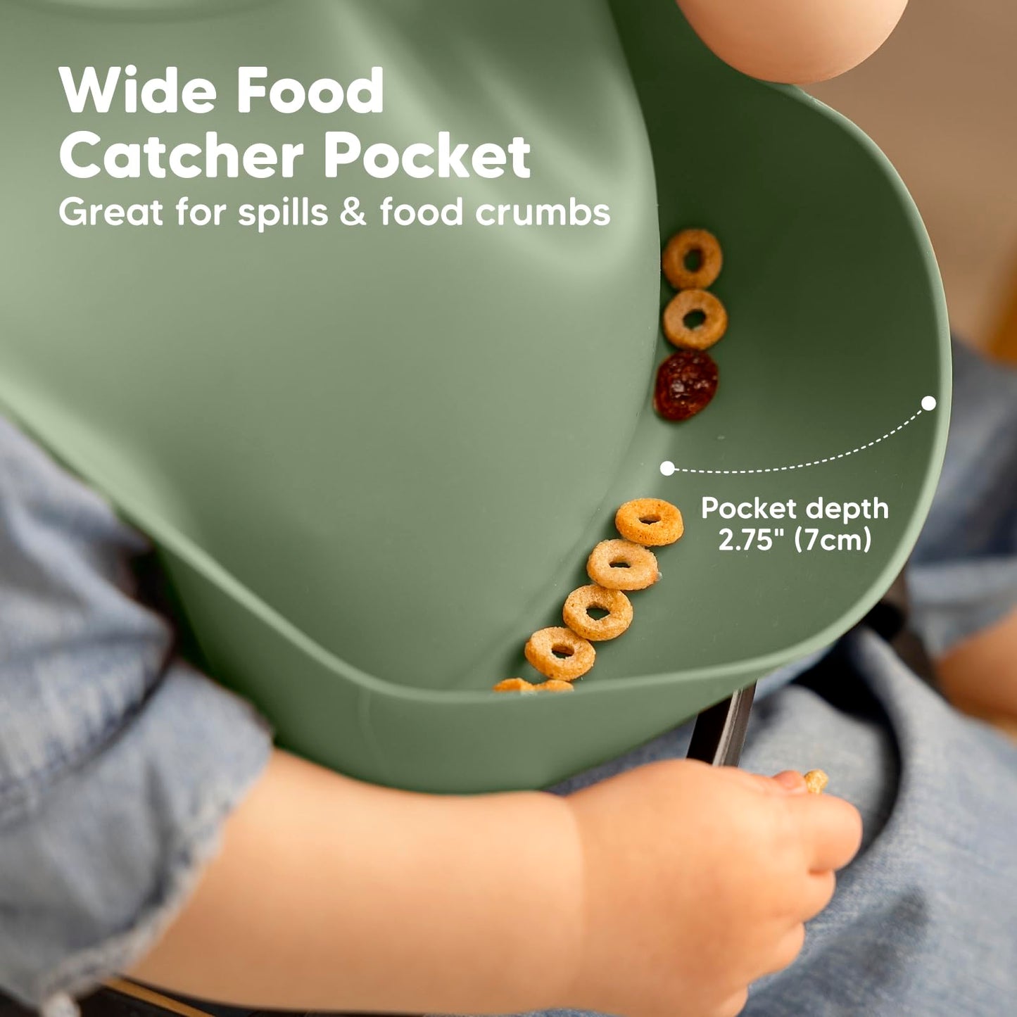 KeaBabies - Paquete de 2 baberos de silicona de grado alimenticio resistentes para bebés, niñas, niños, colector de alimentos grande, limpiar y poner fácilmente, esenciales de alimentación para niños