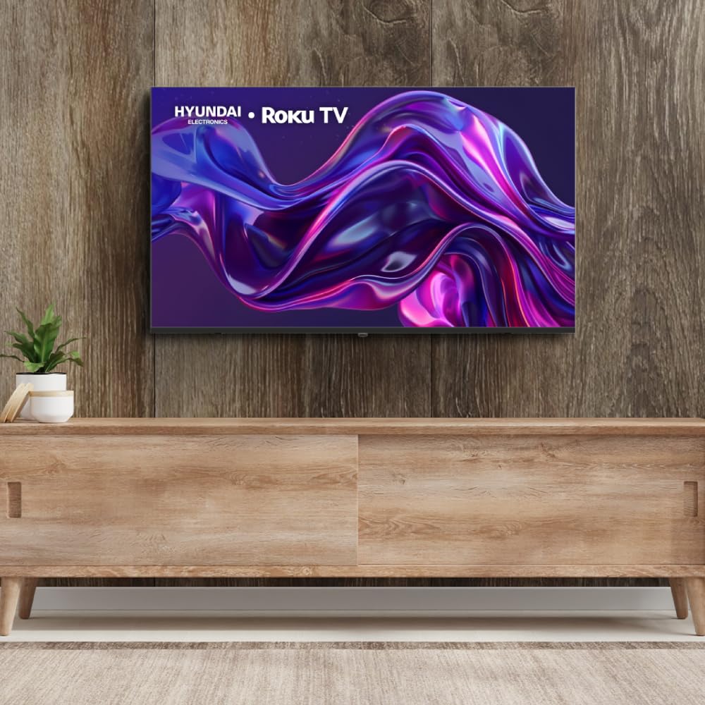Hyundai HYLED5527R4KM TV 55” Pulgadas LED Ultra HD 4K Smart TV, Dolby Audio, HDR10, WiFi Dual Band, Sistema Operativo Roku Compatible con Alexa, Apple Air Play y Google Home, Diseño Border Less