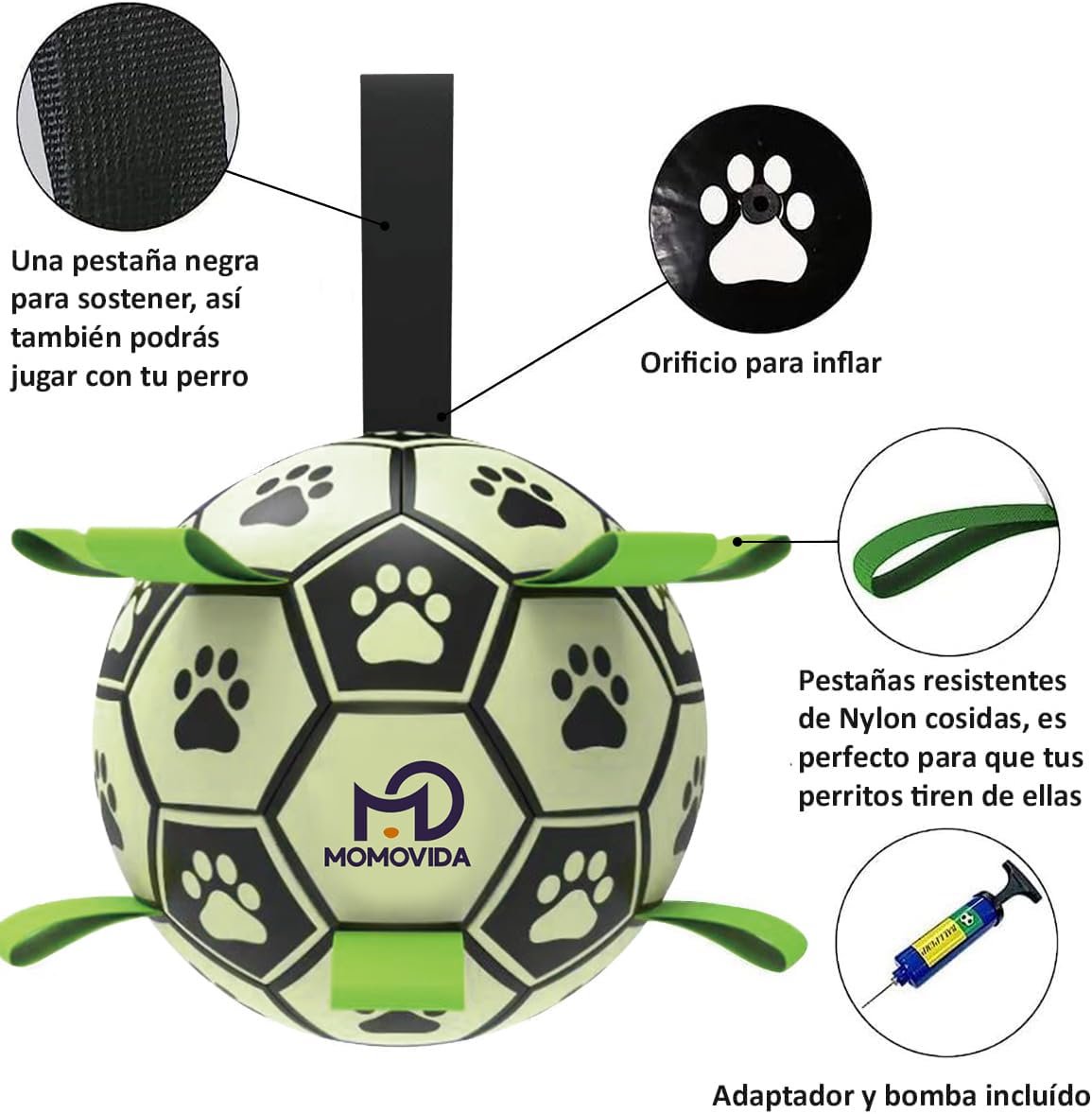 Juguetes para Perros MOMOVIDA Fútbol fosforescente Pelota Interactiva Duradera