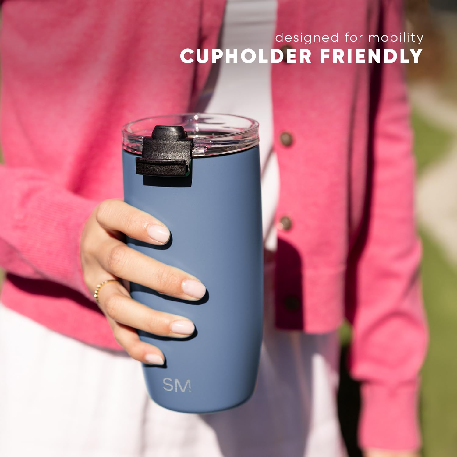 Taza de Café Simple Modern Lavender Mist con Tapa Abatible y Acero Inoxidable Aislado para Viajes