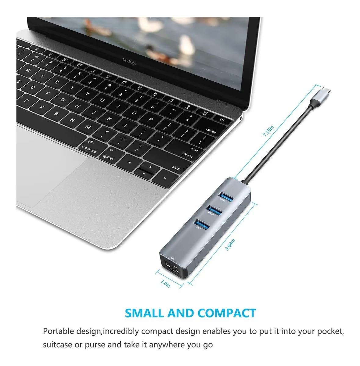 Genérico Adaptador USB C a Ethernet, Adaptador Ethernet USB C a RJ45 Thunderbolt 3, LAN de Red 10/100Mbps para MacBook Pro, MacBook Air, iPad Pro, Surface, DELL XPS y más
