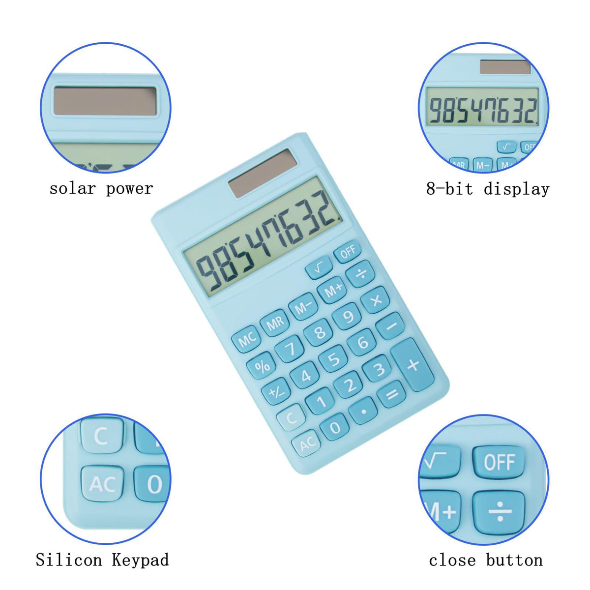 Calculadora Estándar Básica Pequeña Digital LCD 8 Dígitos Inteligente Solar tamaño de Bolsillo para Niños