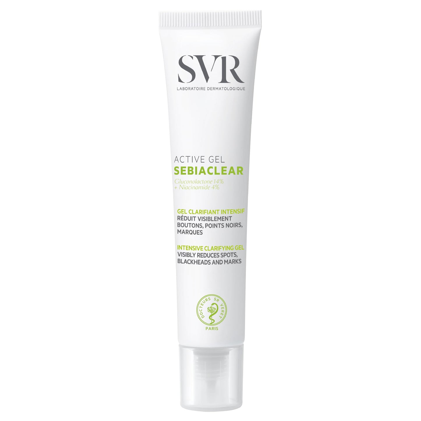 SVR Sebiaclear Active Gel Tratamiento Antiimperfecciones para Piel Grasa y con Tendencia al Acné | Reduce Granitos, Puntos Negros y Marcas | Con Niacinamida y Gluconolactona | 40 ml