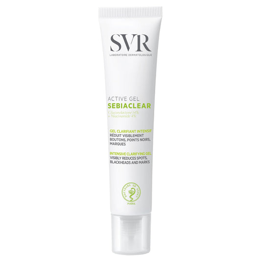 SVR Sebiaclear Active Gel Tratamiento Antiimperfecciones para Piel Grasa y con Tendencia al Acné | Reduce Granitos, Puntos Negros y Marcas | Con Niacinamida y Gluconolactona | 40 ml