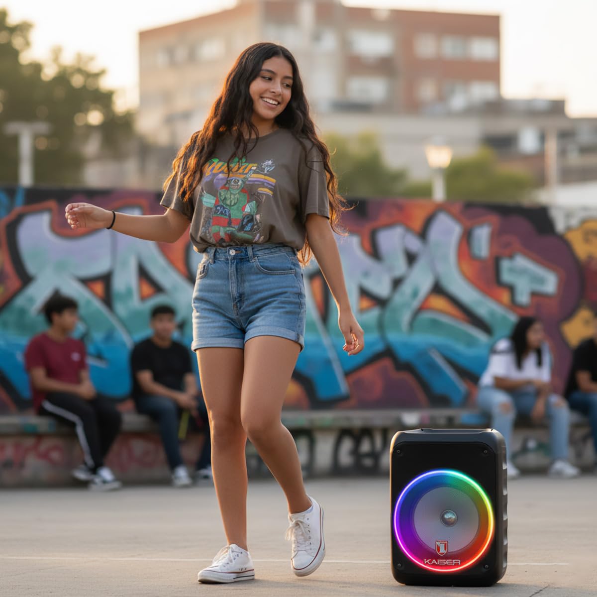 Bocina Bluetooth Kaiser Negra Portátil Recargable Light 20W RMS