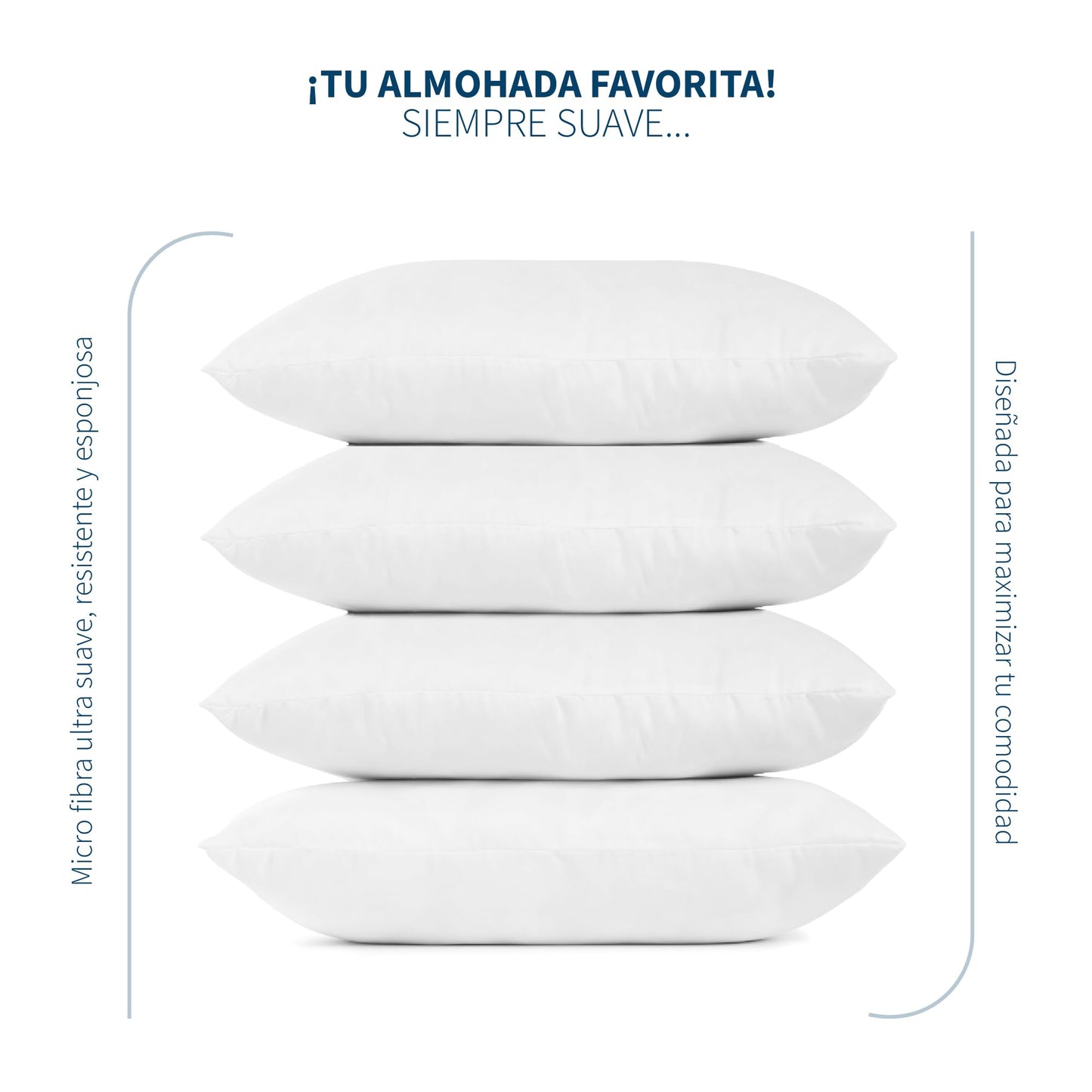 Almohadas TESSO HOME Blancas Hipoalergénicas Down Alternative Frimeza Media Lavables Pack de 4