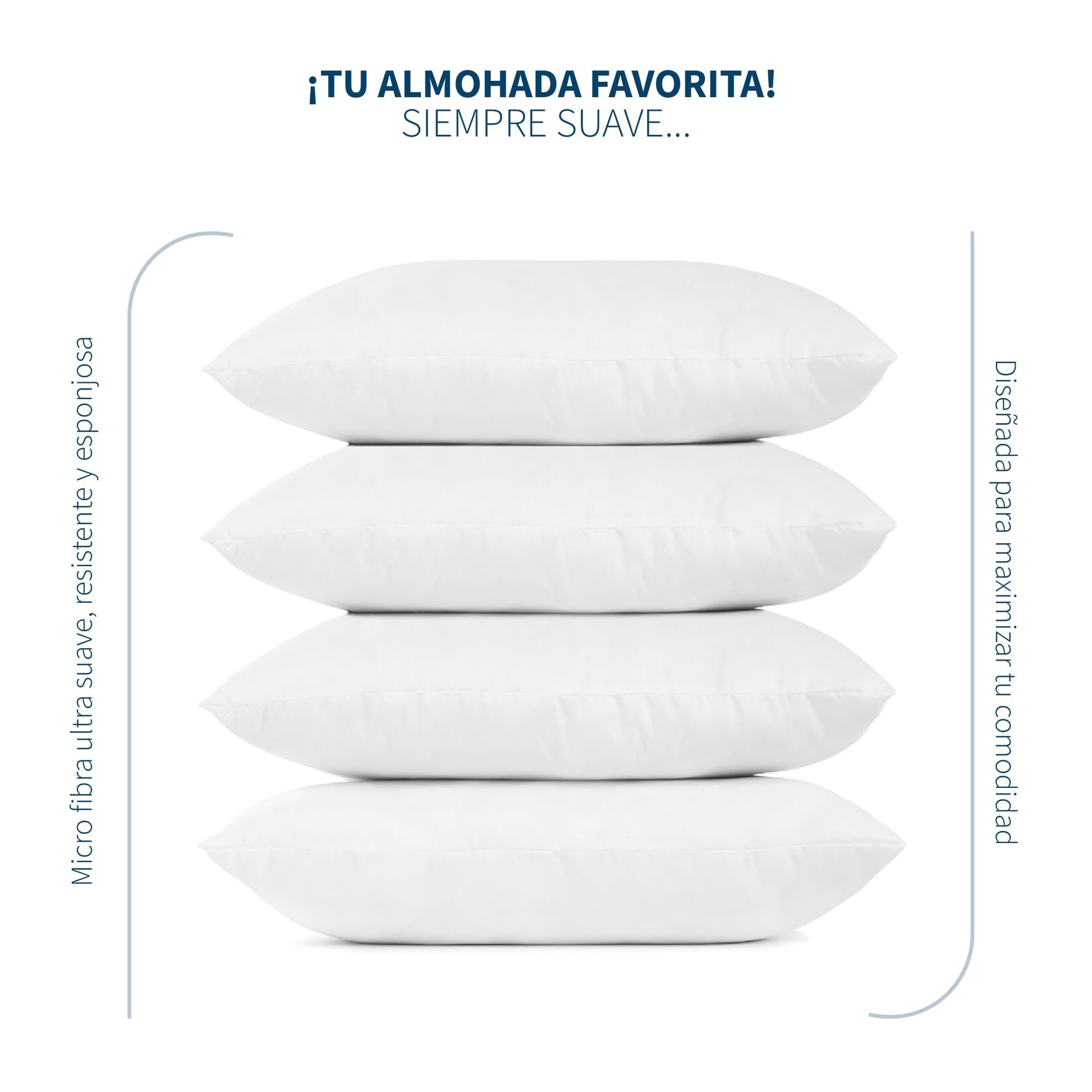 Almohadas TESSO HOME Blanco Tamaño King Hipoalergénicas Frimeza Media