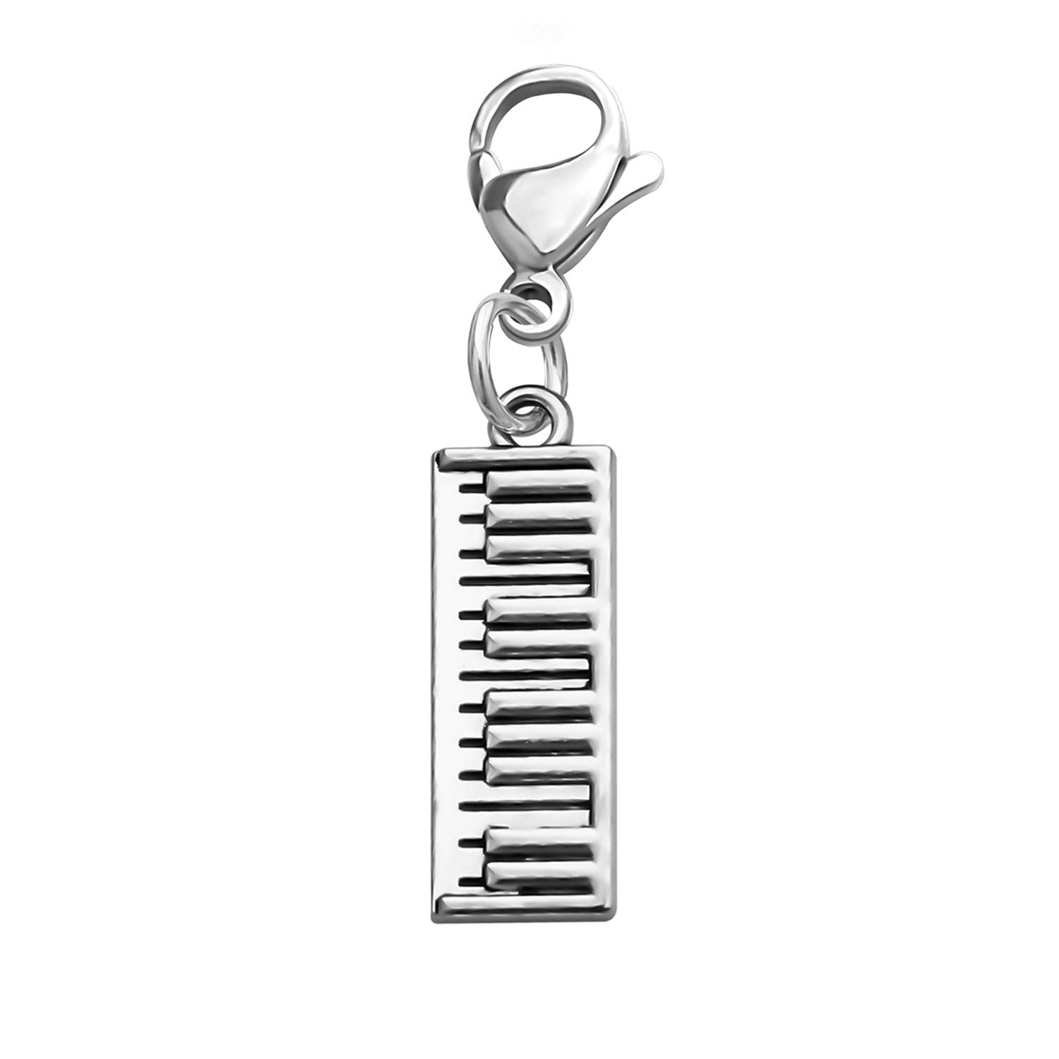 CHOORO - Llavero con colgante de teclado de piano con cierre para pianista, profesor de piano, amantes de la música, Gris, 3inch