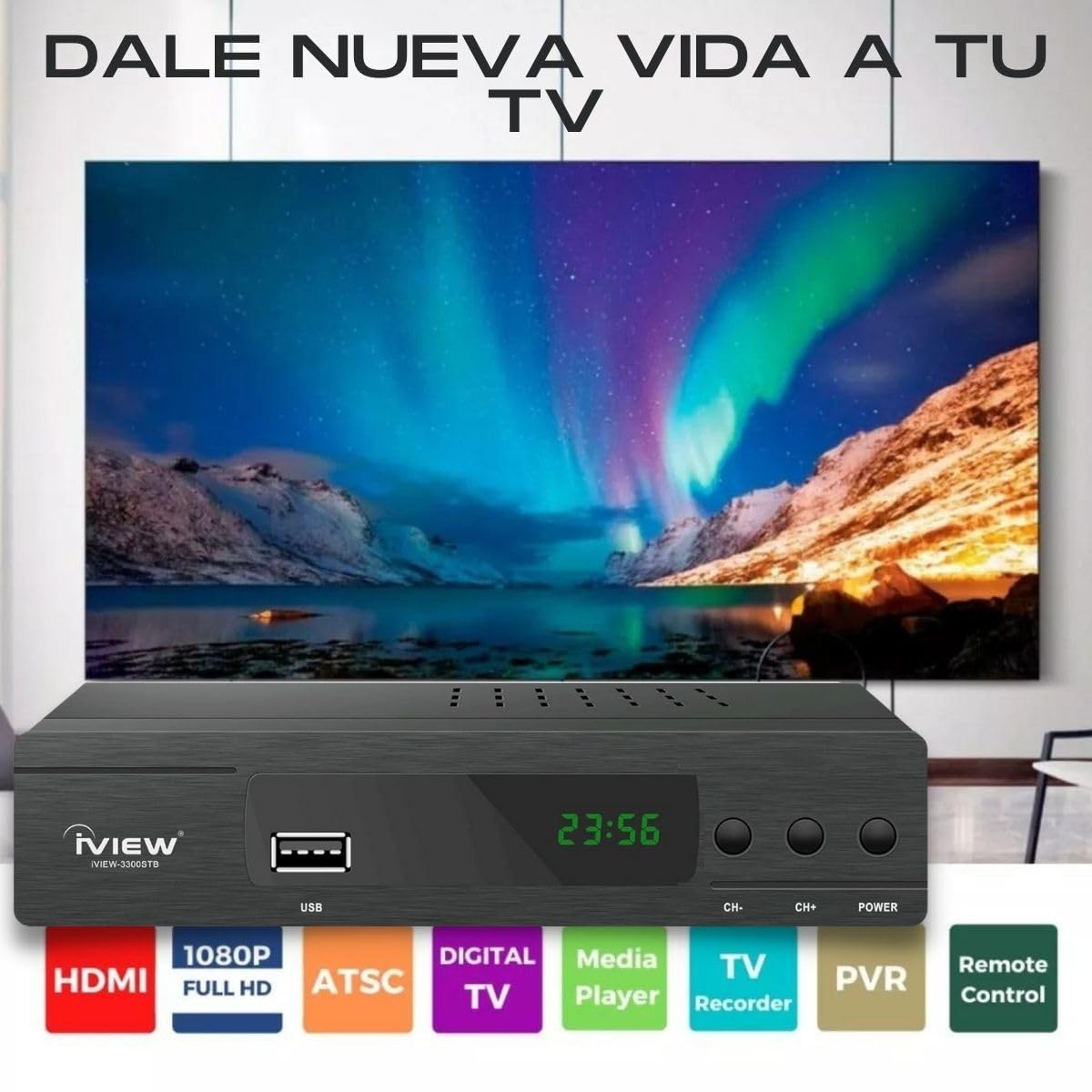 LUXVI 📺 Decodificador Full HD 1080p - Sintonizador Digital para Televisores Convencionales - Grabación PVR y Control Remoto Incluido