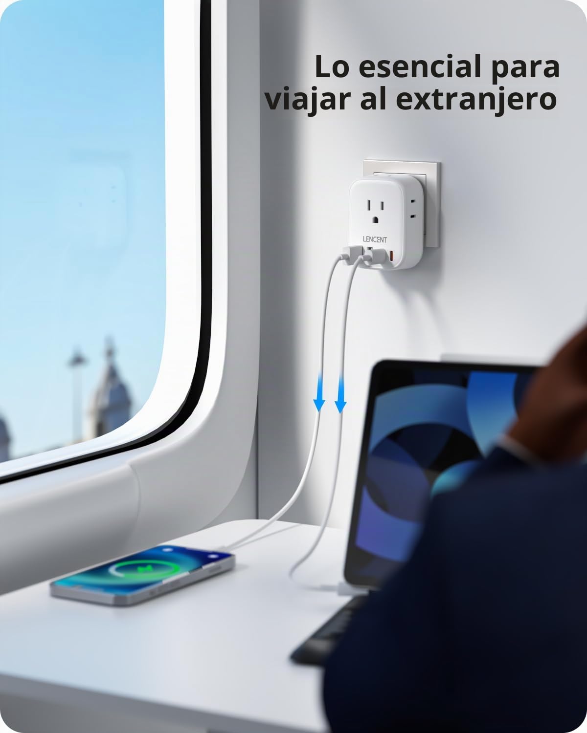 Adaptador de Corriente LENCENT Blanco con 4 Tomas CA