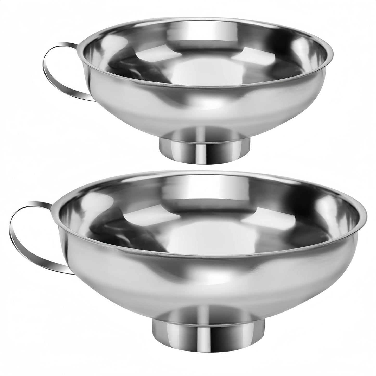 Juego de Embudos Acero Inoxidable Boca Ancha Grado Alimenticio con Asa para Conservas en Cocina