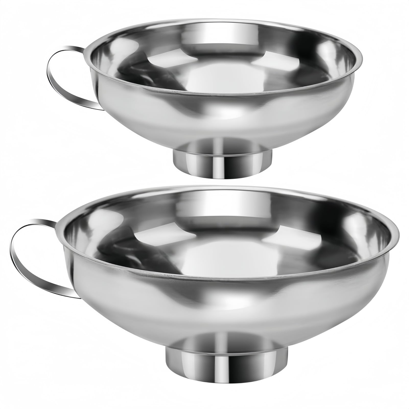 Juego de Embudos Acero Inoxidable Boca Ancha Grado Alimenticio con Asa para Conservas en Cocina