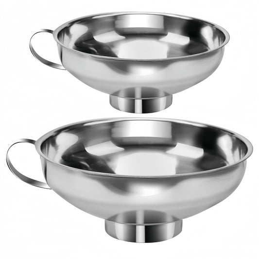 Juego de Embudos Acero Inoxidable Boca Ancha Grado Alimenticio con Asa para Conservas en Cocina