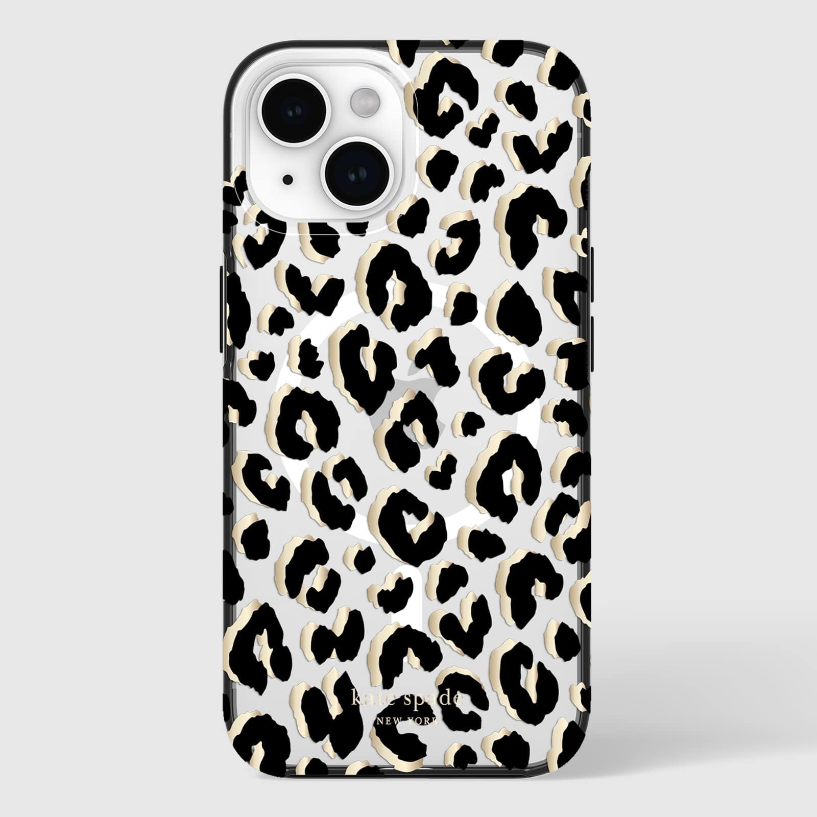 kate spade new york - Funda para iPhone 15/14 / 13, Compatible con MagSafe - Ciudad Leopardo Negro