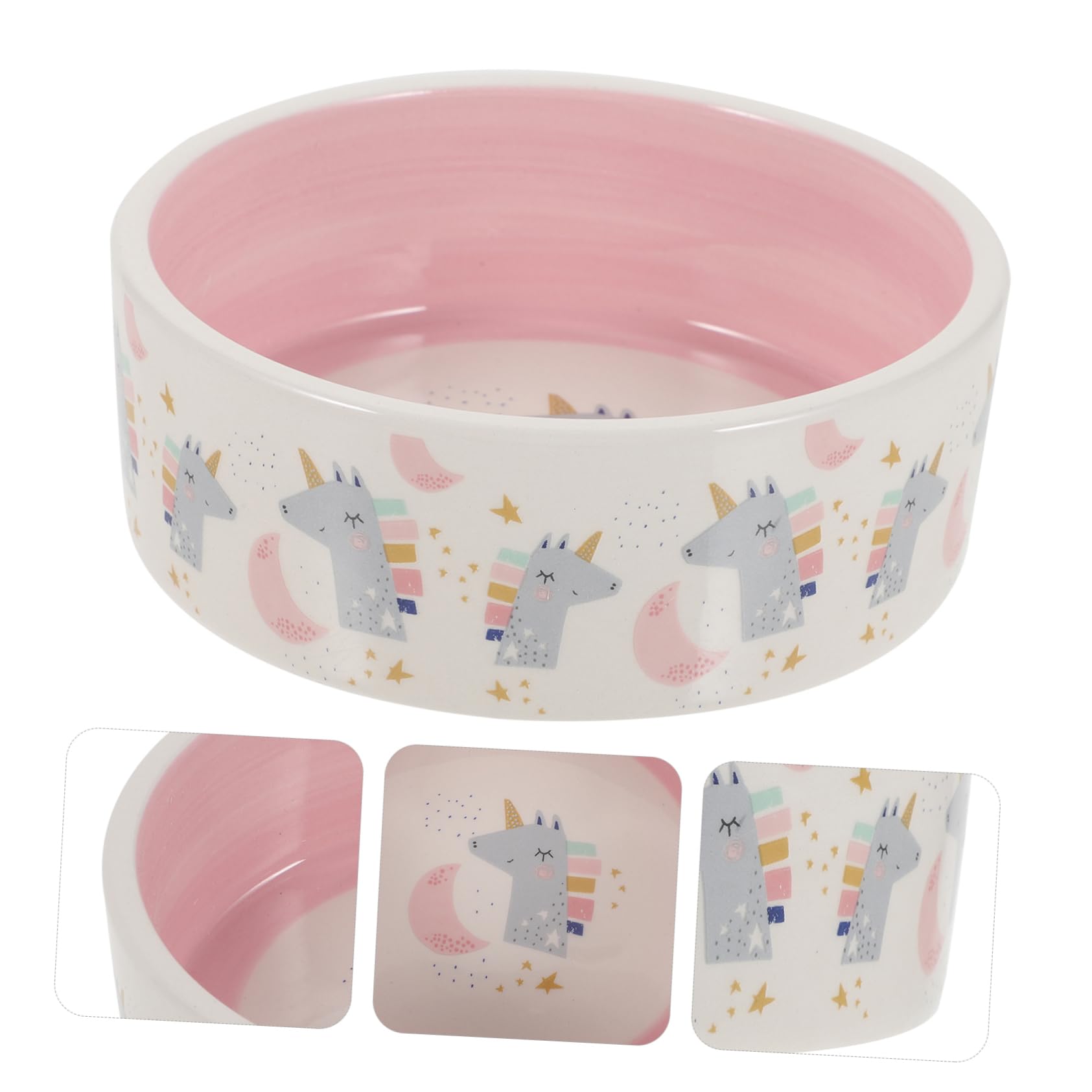 FOMIYES Comedero para Mascotas Tazón De Comida para Perros Platos para Perros Tazón De Agua para Perros Pequeños Cuenco De Agua para Gatos Cerámica Acero Inoxidable Fácil De Limpiar Rosa