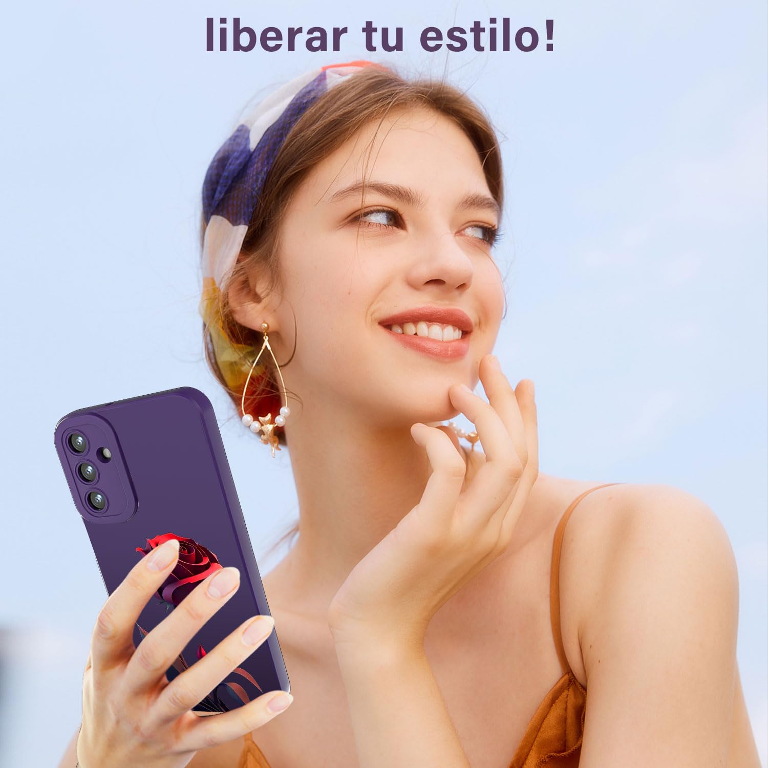 Threehao Funda para Samsung Galaxy S23 FE Case Uso Rudo, Ultra Delgado Flexible Silicona Púrpura Carcasa con Aesthetic Dibujos Flores, Antigolpes Anti-arañazos Protectora