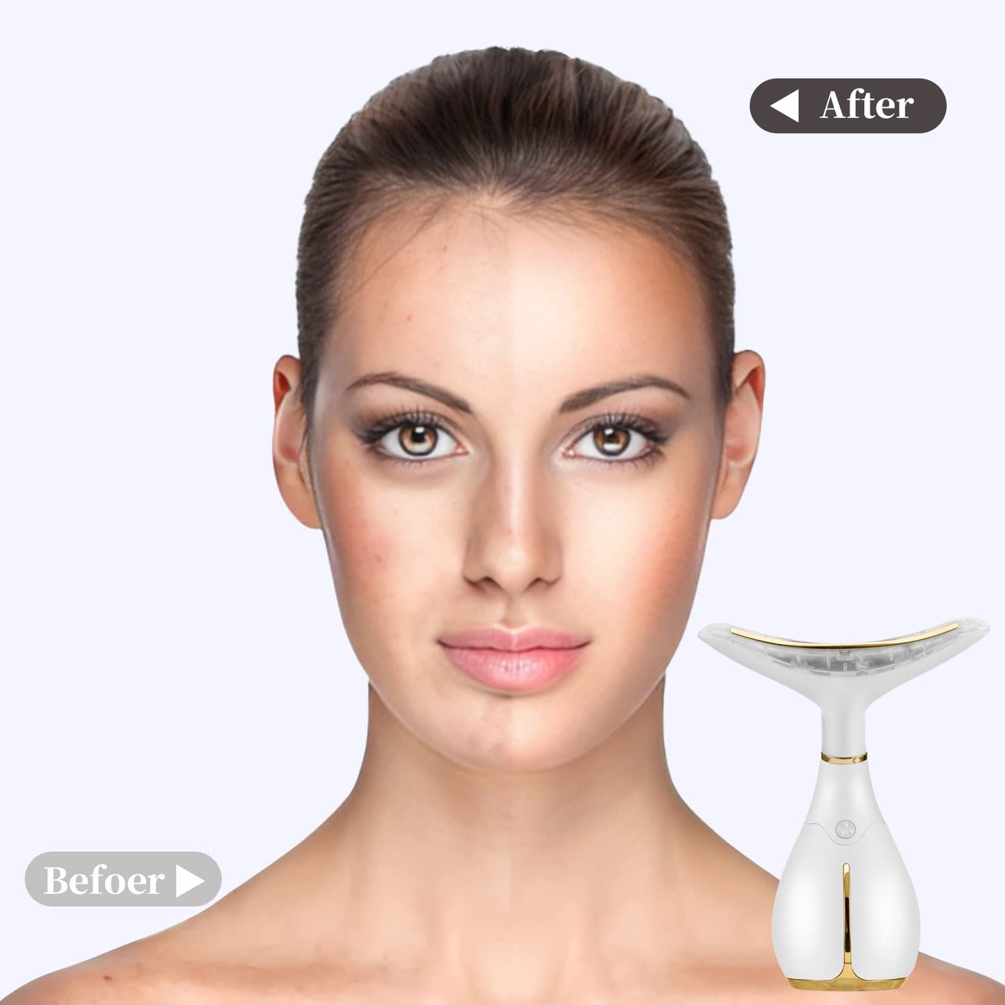 Ms.W Masajeador de belleza 3 en 1 para cara y cuello, masajeador facial vibrante con calor, vibración y LED. Masajeador facial eléctrico para mejorar la piel, suave, firme