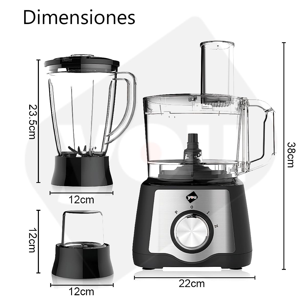 Sistema de Cocina 7 en 1 Profesional Negro 600W 3 Velocidades