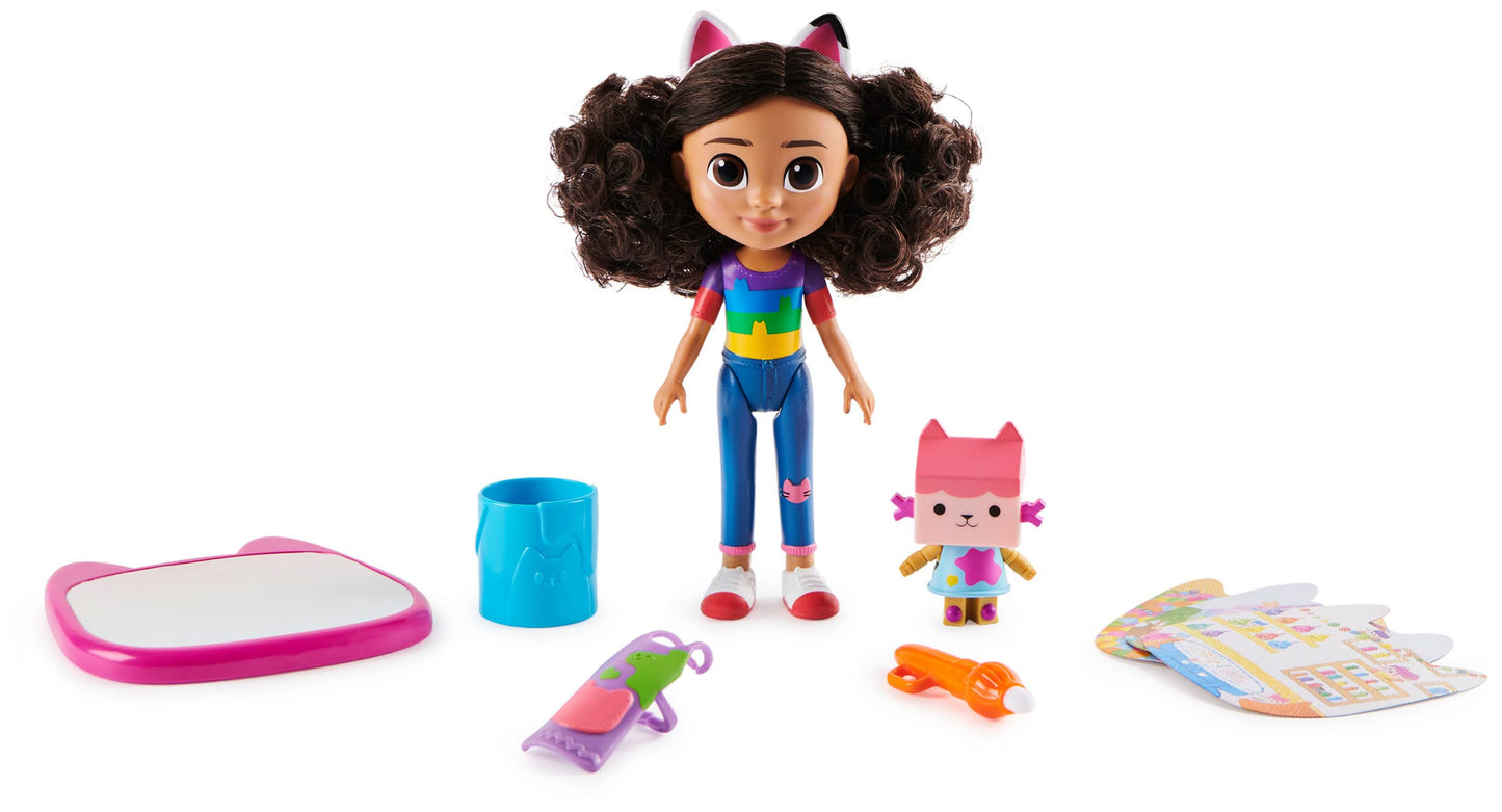 Gabby's Dollhouse, Muñeca Gabby Manualidades y Accesorios con pizarra y pincel que funcionan con agua, juguetes para niños y niñas a partir de 3 años