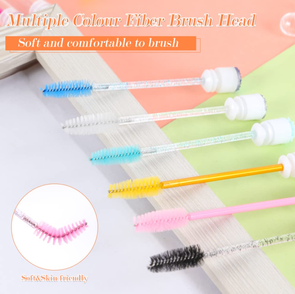 60 pinceles desechables para pestañas coloridas, para pestañas y pestañas, con forma de diamante, para maquillaje, varita de máscara en tubo sanitario, suministros para pestañas