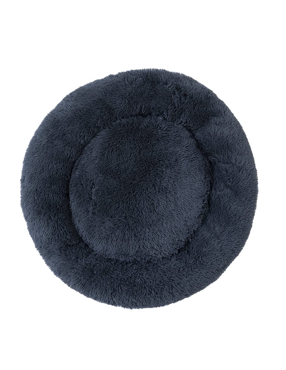 Cama para Perros PET TO BED Dark Grey Antiestrés Redonda Esponjosa Afelpada Large