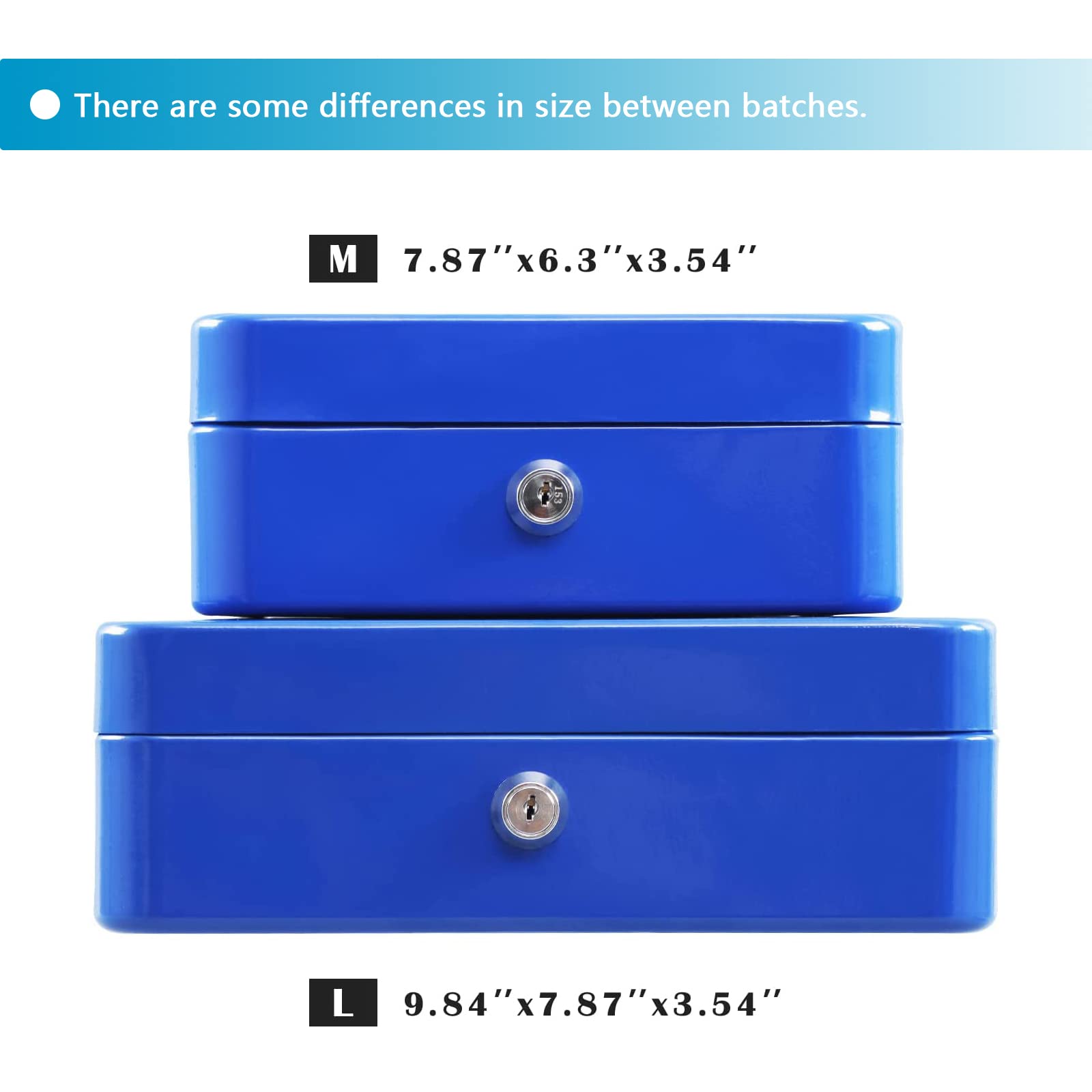 Caja de Acero xydled Azul con Bandeja Extraíble para Monedas y Cerradura de Llave
