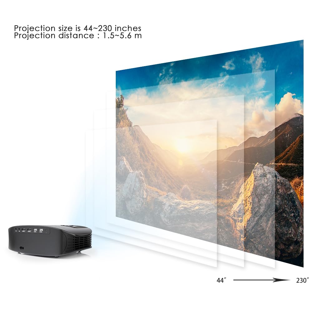 GooDee Proyector, proyector de Video Dolby Native 1080P 2023, proyector de película para Exteriores de 15000L, proyector de Video Compatible con Fire TV Stick, PS4, HDMI, VGA, AV y USB, Negro (YG600)