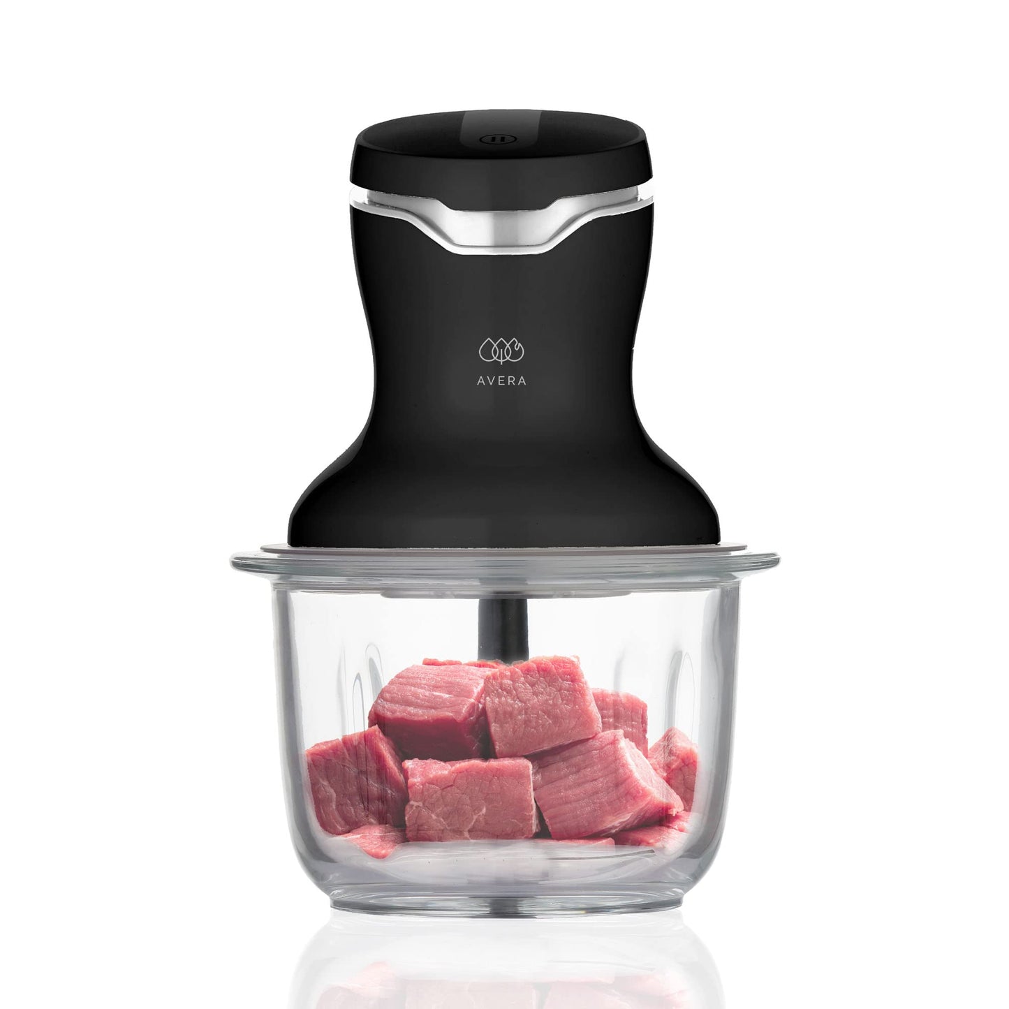 AVERA Procesador de Alimentos de Vidrio, (Pica, Licua, Ideal para Puré y Mezclar una Gran Variedad de Alimentos en Instantes) Food Processor Color Negro, PA02