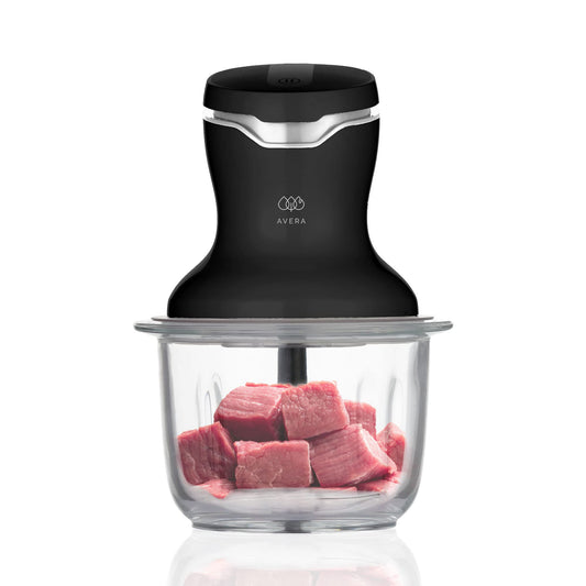 AVERA Procesador de Alimentos de Vidrio, (Pica, Licua, Ideal para Puré y Mezclar una Gran Variedad de Alimentos en Instantes) Food Processor Color Negro, PA02
