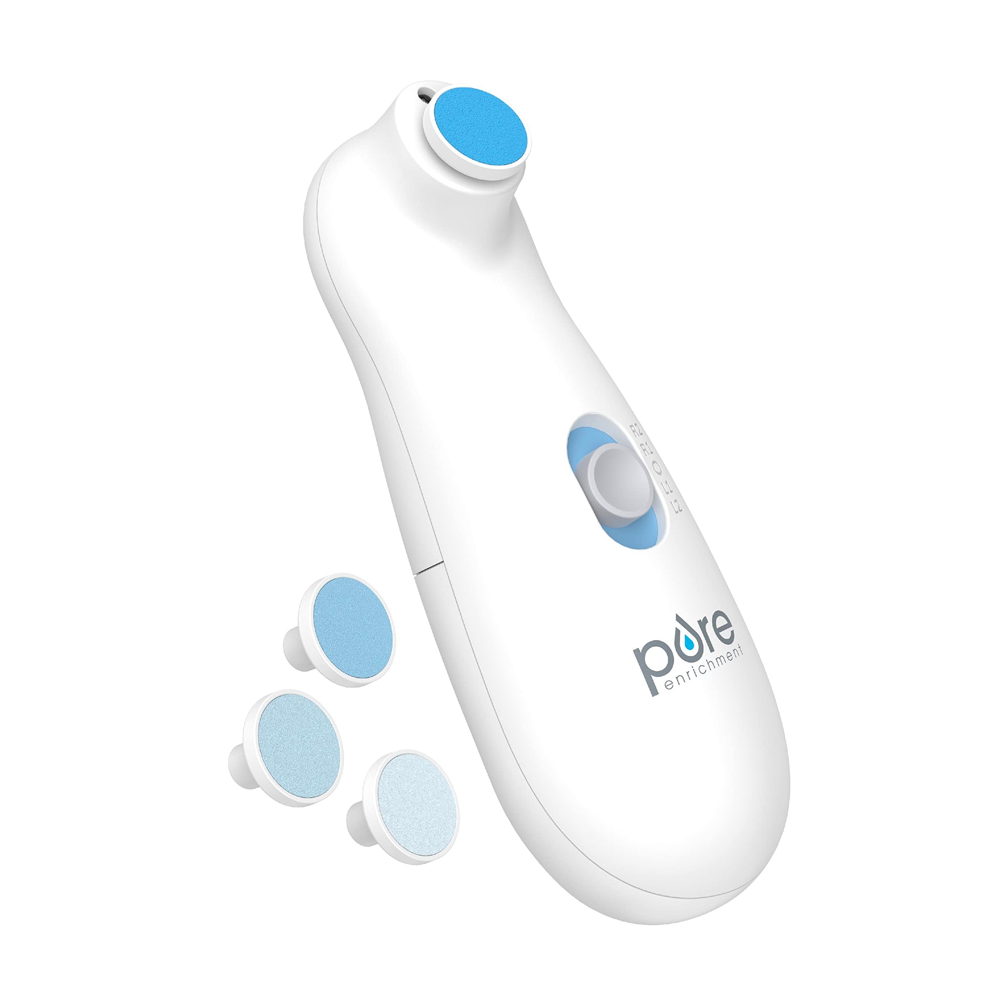 PureBaby® Cortadora de uñas eléctrica – 6 piezas Taladro de uñas inalámbrico, 4 accesorios, 2 velocidades, con archivador oculto y funda de transporte, ideal para recién nacidos y bebés