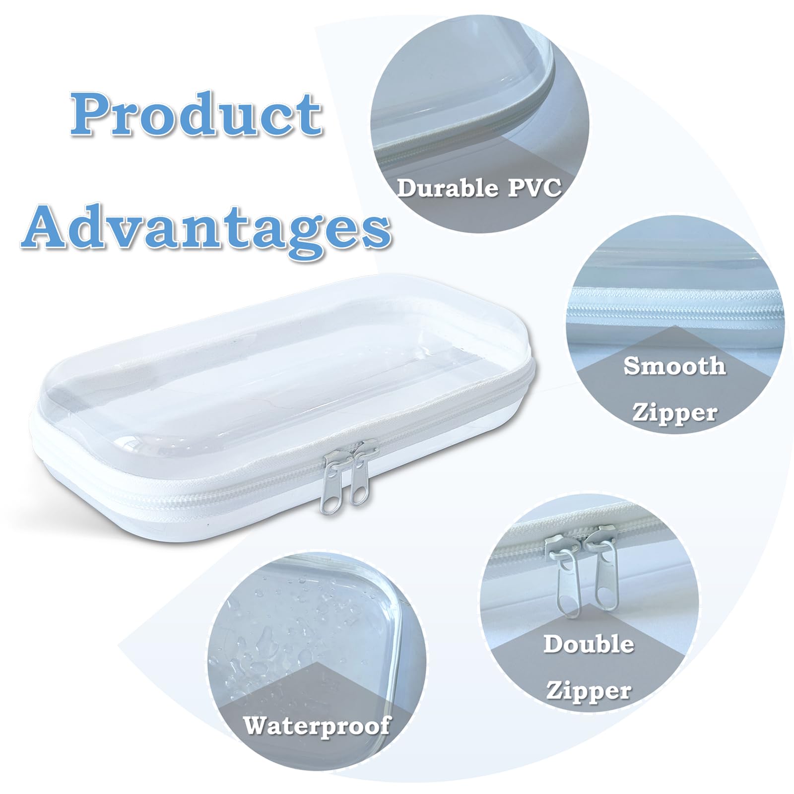 Gberlczz - Funda rígida transparente con cierre para almacenamiento, bolsas transparentes duraderas con cierre, bolsa de plástico duro con cierre para aperitivos, juguete organizador de viaje