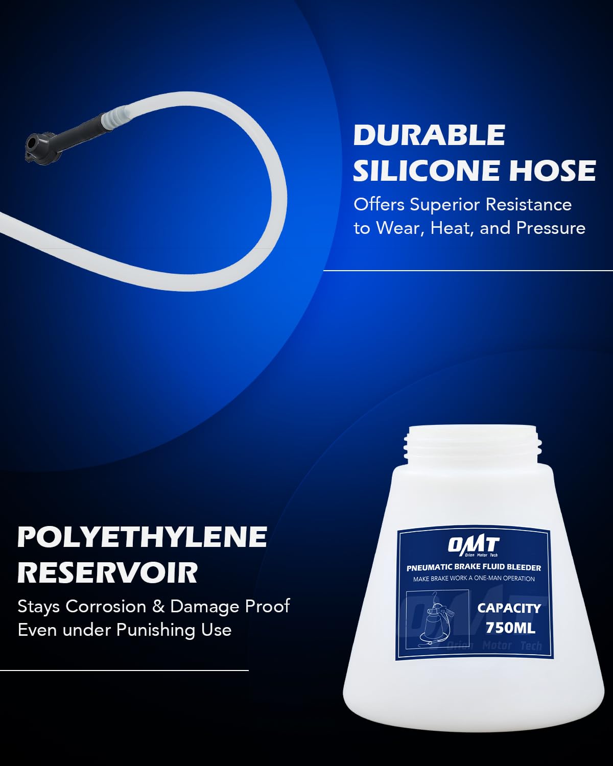 Kit de Purga de Frenos Neumáticos Orion Motor Tech 0,8 qt con Adaptadores de Cilindro Maestro para Purga Eficiente