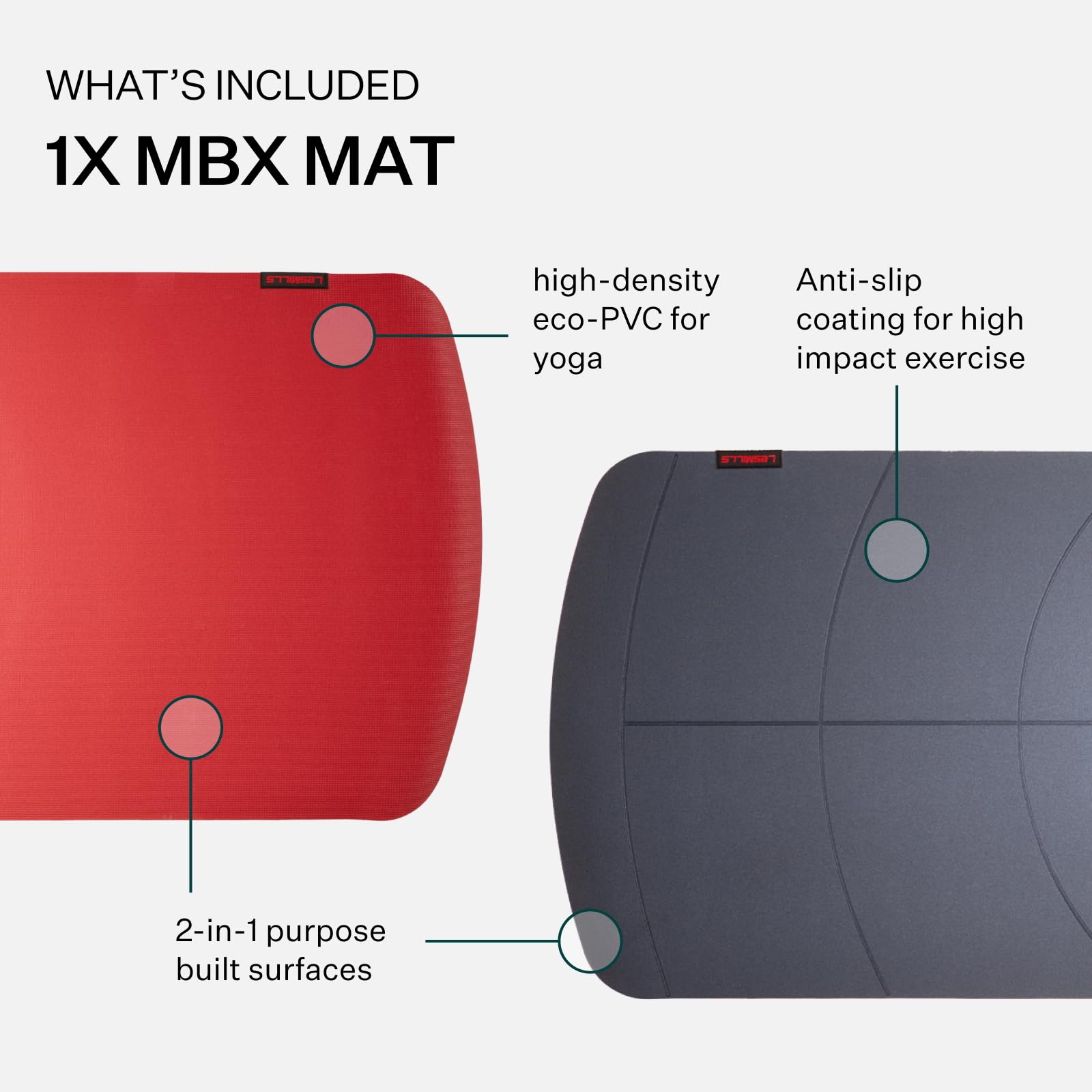 Les Mills™ MBX MAT™ - Alfombrilla de ejercicio de doble cara para yoga y entrenamiento dinámico en casa y gimnasio