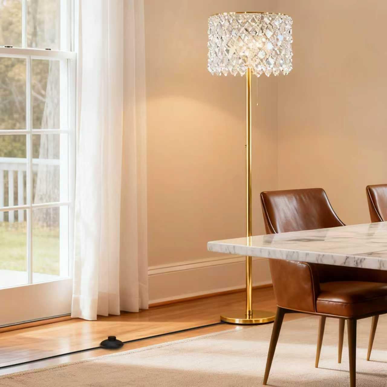 Coolneon - Interruptor de pie de apagado/encendido de 182.88 cm en el medio del cable de cierre, enchufe polarizado, AWG18 250 VAC cable de extensión para lámpara de pie, lámpara de mesa