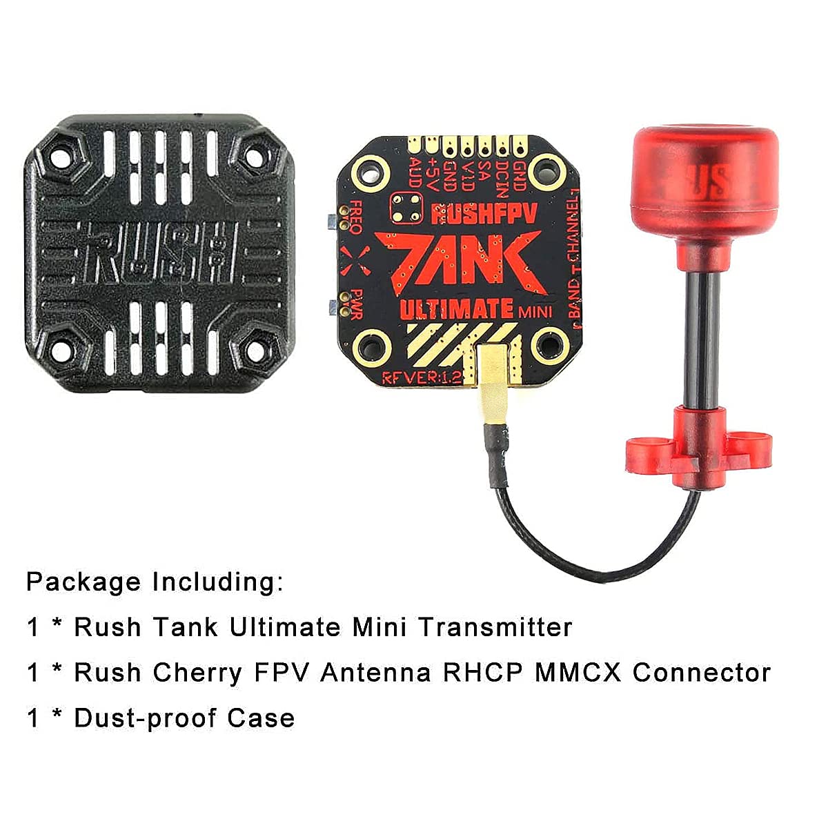 Transmisor de Vídeo SoloGood Rush Tank 5.8GHz 48CH Mini PIT para Drone de Carreras FPV con Antena Rush Cherry RHCP