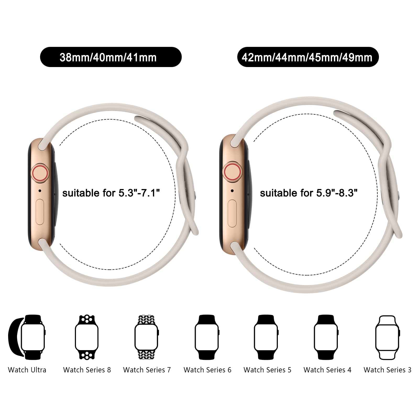 Paquete de Bandas de Silicona Líquida para Apple Watch 42mm Rojas para Mujeres y Hombres