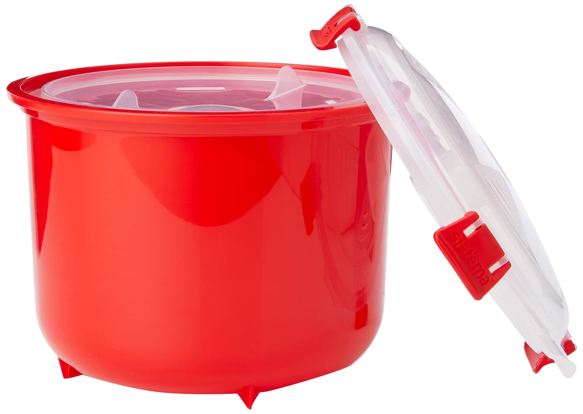Sistema Arrocera y Vaporizador para Verduras Rojo con Ventilación de Liberación de Vapor apto para Lavaplatos
