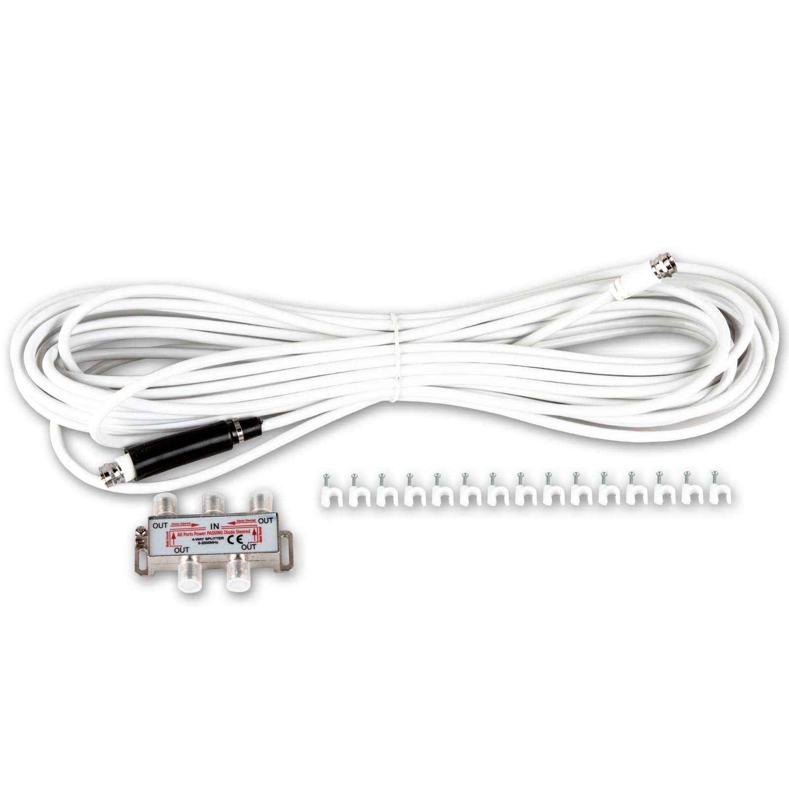 Five Star Yagi - Antena de TV satélite HD de hasta 200 millas de largo alcance, soporte en ático o techo Antena digital OTA TV para 4K compatible con 4 televisores kit de instalación y poste de